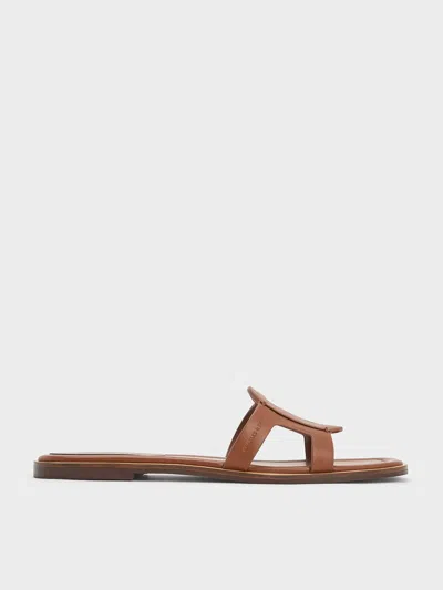 Charles & Keith - Easley Cut-out Slide Sandals In Caramel