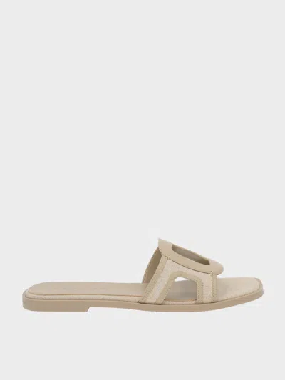 Charles & Keith - Easley Linen Cut-out Slide Sandals