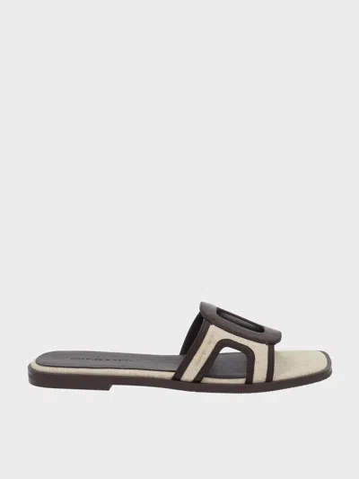 Charles & Keith - Easley Linen Cut-out Slide Sandals