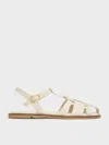 Charles & Keith - Easley T-bar Caged Sandals In Chalk
