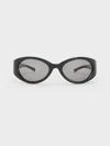 Charles & Keith - Eden Oval Sports Sunglasses In Black