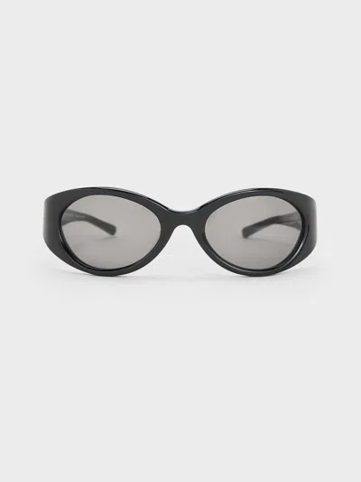 Charles & Keith - Eden Oval Sports Sunglasses In Black