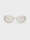 Charles & Keith - Eden Oval Sports Sunglasses In Chalk