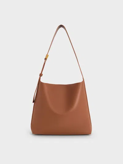 Charles & Keith - Edna Tote Bag In Chocolate