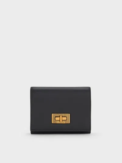 Charles & Keith - Edna Turn-lock Knotted-strap Wallet In Black