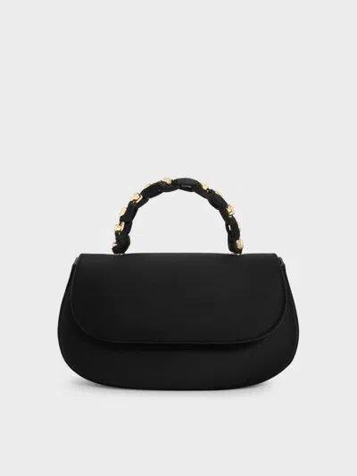 Charles & Keith - Eilian Satin Braided Top Handle Bag In Black