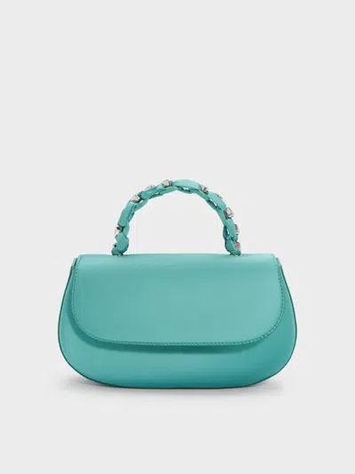 Charles & Keith - Eilian Satin Braided Top Handle Bag In Blue