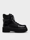 Charles & Keith - Eliot Platform Combat Boots In Black