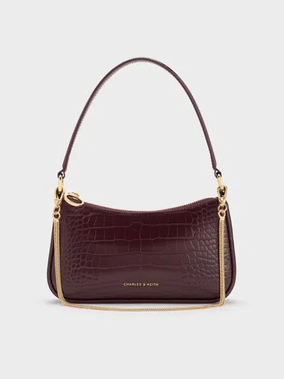 Charles & Keith - Elspeth Croc-effect Chain-link Shoulder Bag