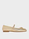 Charles & Keith - Emiko Metallic Bow Mary Jane Flats In Light Gold