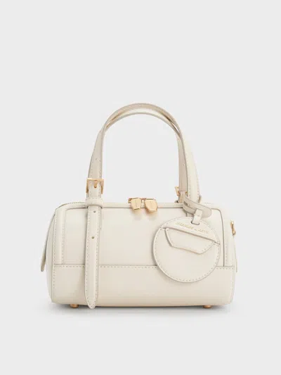 Charles & Keith - Enola Bowling Bag In Cream