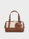 CHARLES & KEITH CHARLES & KEITH - ENOLA CANVAS TWO-TONE BOWLING BAG