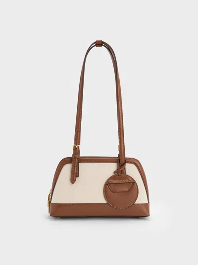 CHARLES & KEITH CHARLES & KEITH - ENOLA CANVAS TWO-TONE ELONGATED-HANDLE BAG
