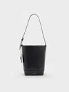 Charles & Keith - Enola Elongated Bucket Bag In Noir