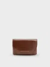 Charles & Keith - Enola Front Flap Wallet In Dark Brown