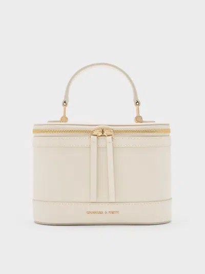 Charles & Keith - Enola Top Handle Vanity Bag In White