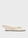 Charles & Keith - Erinna Metallc-accent Wedge Mules In White