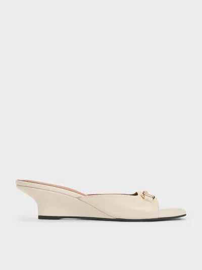Charles & Keith - Erinna Metallc-accent Wedge Mules In White