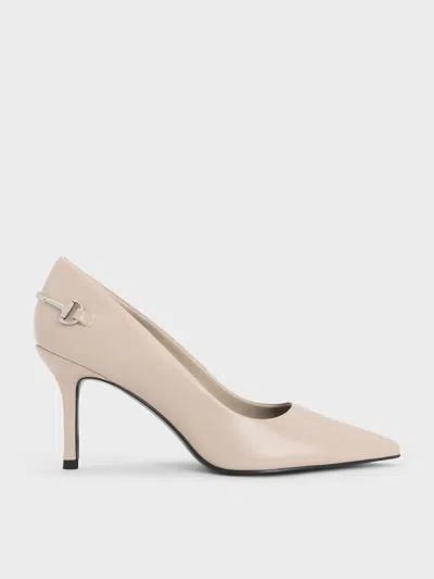 Charles & Keith - Erinna Metallic-accent Pointed-toe Pumps In Pink