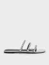 Charles & Keith - Crystal-embellished Triple-strap Sandals In Silver