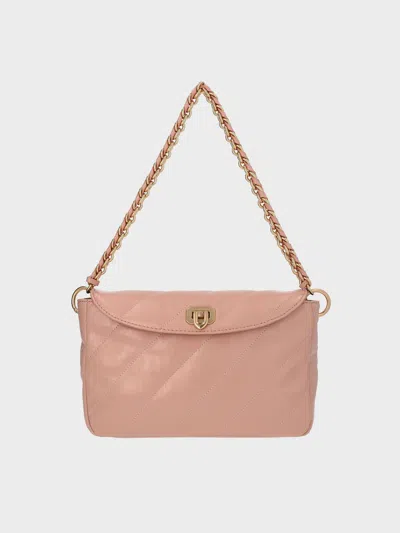 Charles & Keith - Fawn Panelled Front Flap Chain-handle Bag In Blue