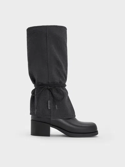 Charles & Keith - Felt Tie-around Knee-high Boots In Multi