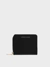 Charles & Keith - Finley Zip-around Small Wallet In Black