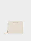 Charles & Keith - Finley Zip-around Small Wallet In Cream