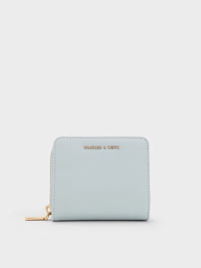 Charles & Keith - Finley Zip-around Small Wallet In Sea Salt Blue
