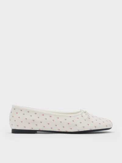 Charles & Keith - Floral-print Bow Ballet Flats In Multi