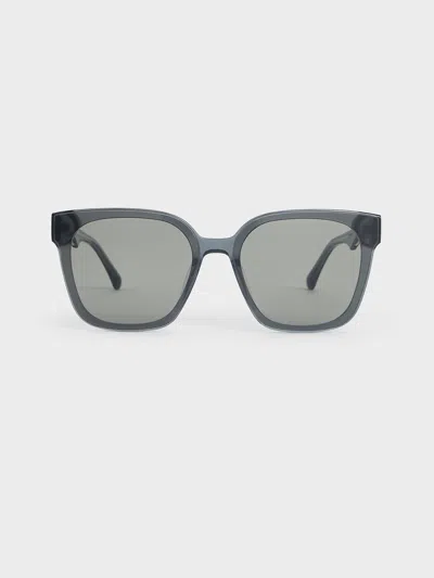 Charles & Keith - Freya Recycled Acetate Square Sunglasses In Gray