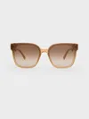 Charles & Keith - Freya Recycled Acetate Square Sunglasses In Toffee