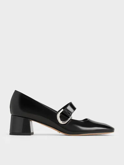 Charles & Keith - Gabine Leather Mary Jane Pumps In Black Box