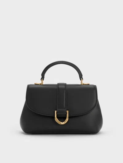 Charles & Keith - Gabine Leather Top Handle Bag In Black