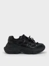 Charles & Keith - Gaskell Flower-embellished Chunky Sneakers In Black