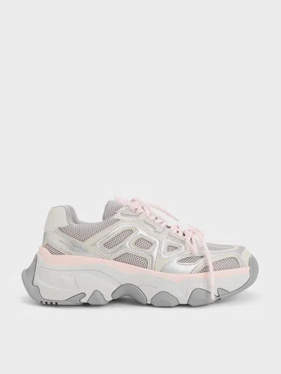 Charles & Keith - Gaskell Mesh Chunky Sneakers In Light Pink