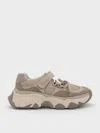 Charles & Keith - Gaskell Mesh Mary Jane Sneakers In Taupe