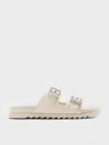 Charles & Keith - Gem-buckle Double-strap Sandals In Chalk