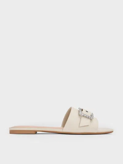 CHARLES & KEITH CHARLES & KEITH - GEM-BUCKLE SQUARE-TOE SLIDE SANDALS