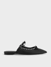 Charles & Keith - Gem-embellished Double-bow Pointed-toe Mules In Black
