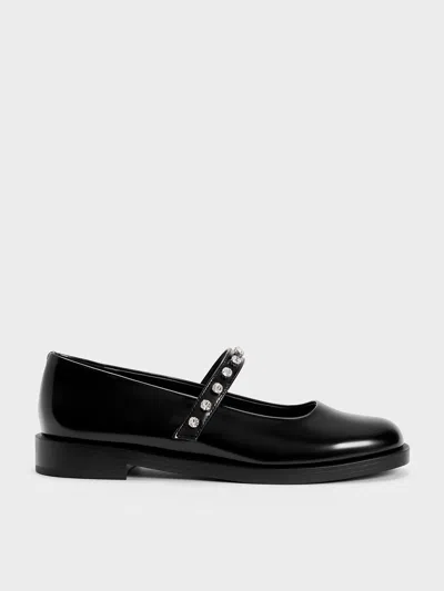 Charles & Keith - Gem-encrusted Mary Janes In Black Box