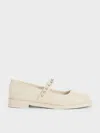 Charles & Keith - Gem-encrusted Mary Janes In Chalk