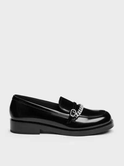 Charles & Keith - Georgie Chain Loafers In Black
