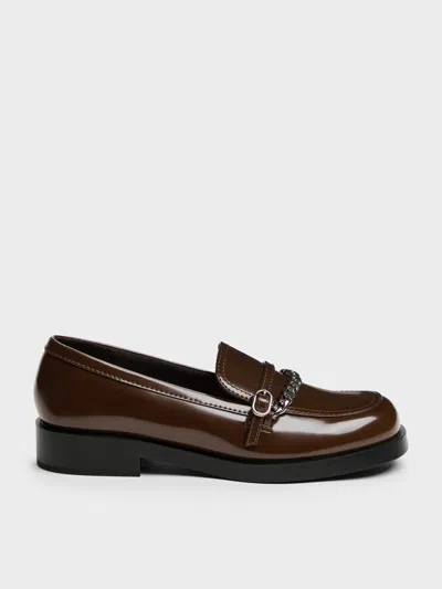 Charles & Keith - Georgie Chain Loafers In Brown