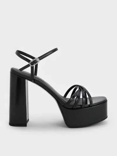 Charles & Keith - Georgina Ankle-strap Platform Sandals In Black