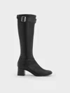 Charles & Keith - Gerry Buckled Block-heel Knee-high Boots In Black