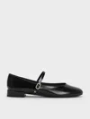 Charles & Keith - Gertrude Patent Round-toe Mary Janes In Black Patent