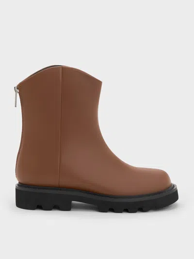 Charles & Keith - Girls' Chunky Ankle Boots In Brown
