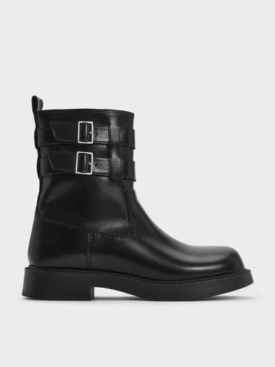 Charles & Keith - Girls' Double Buckle-strap Ankle Boots In Black