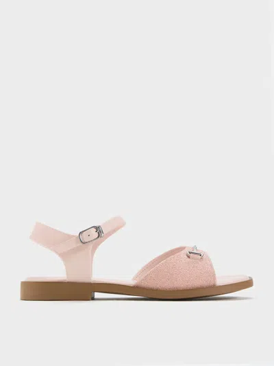 Charles & Keith - Girls' Erinna Glittered Metallic-accent Sandals In Pink